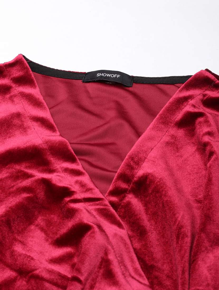 women burgundy velvet a-line dress - 21325489 - Standard Image - 6