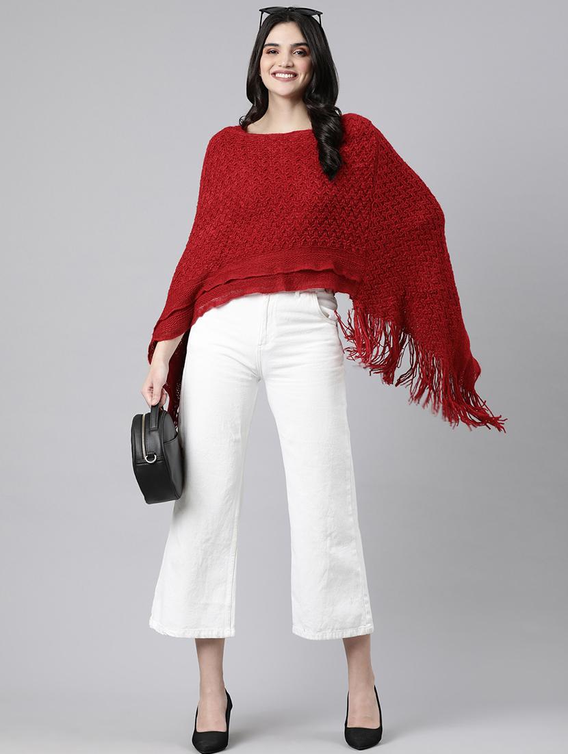women red acrylic poncho - 21325542 - Standard Image - 4