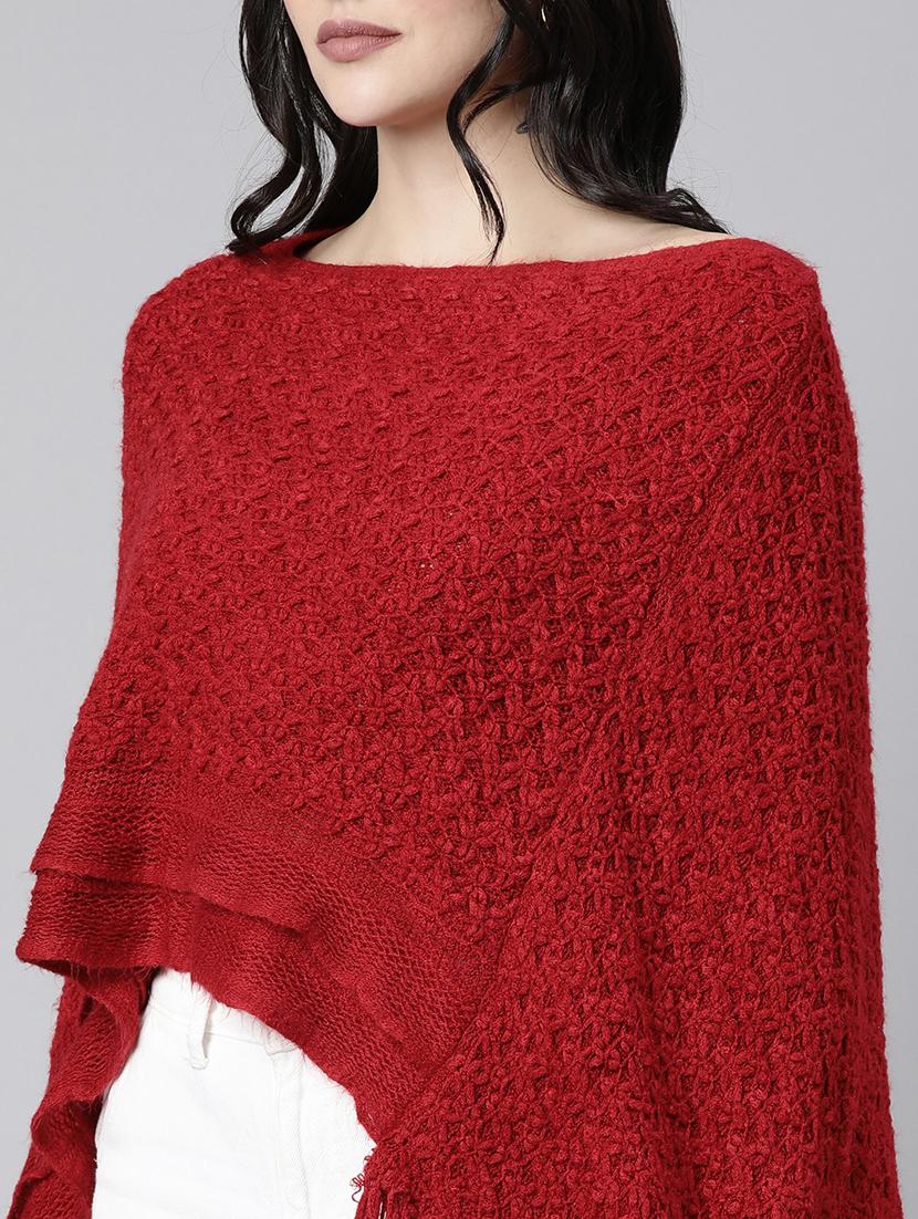 women red acrylic poncho - 21325542 - Standard Image - 6