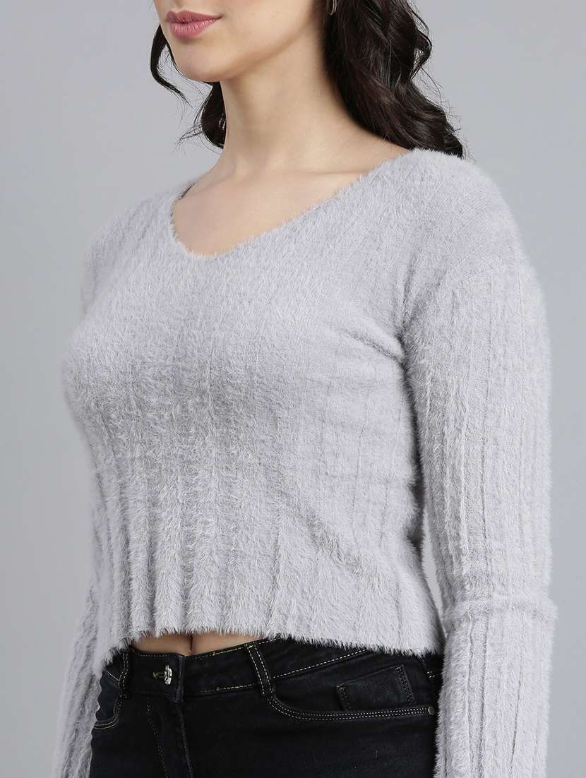 women grey acrylic regular top - 21325603 -  Standard Image - 6