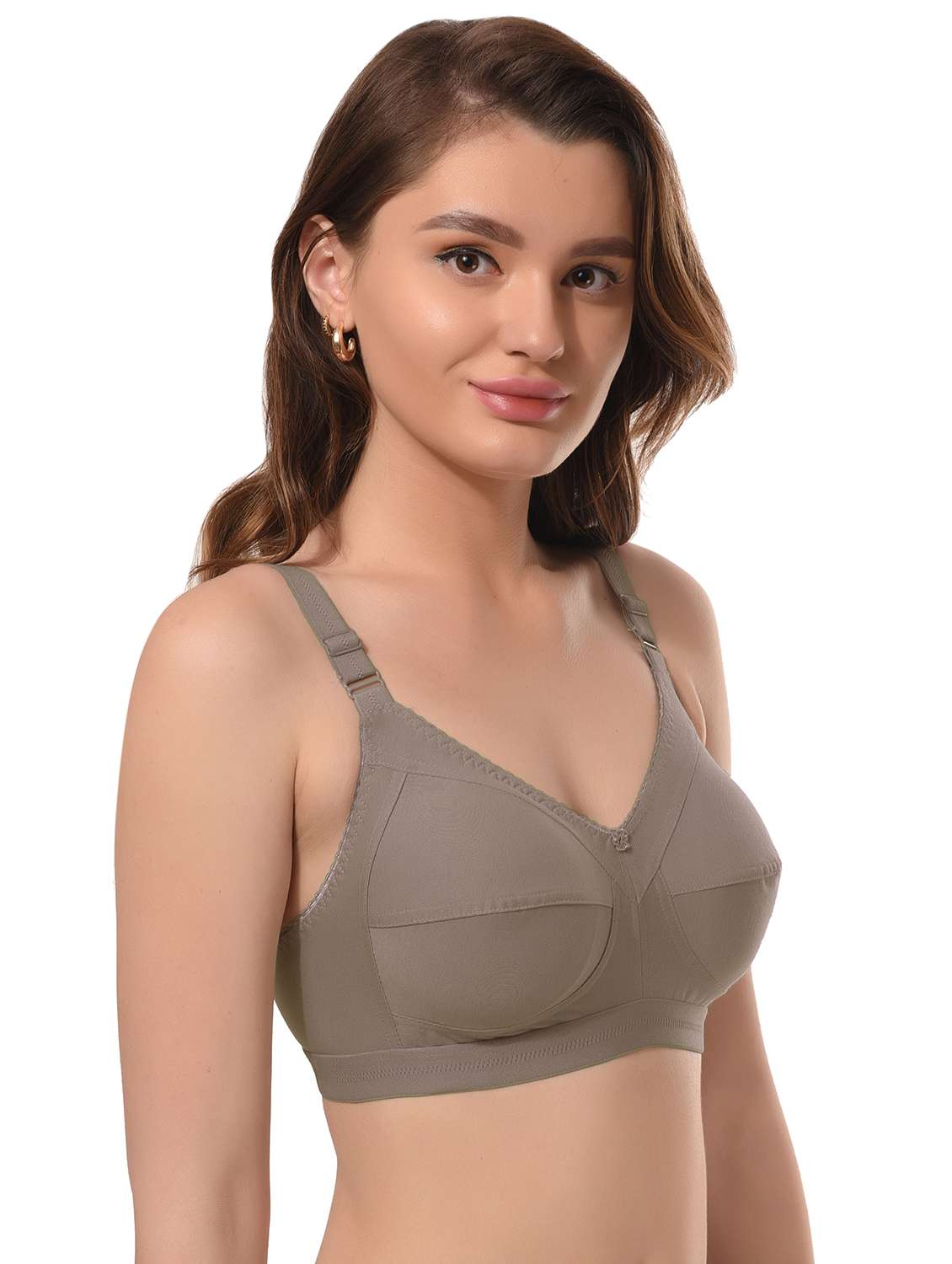coffee brown cotton blend minimizer bra - 21326026 -  Standard Image - 1