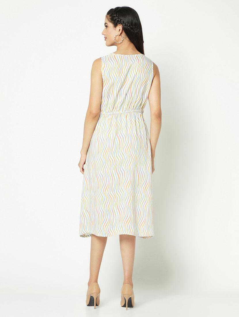 women white viscose a-line dress - 21326753 - Standard Image - 4