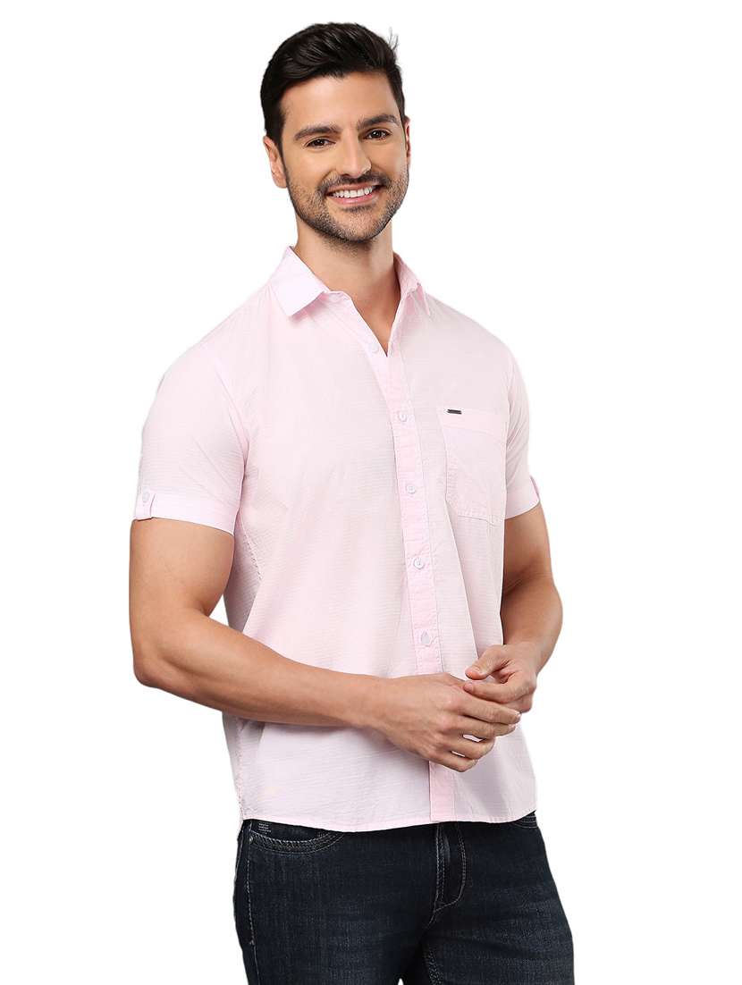men pink cotton casual shirt - 21326797 - Standard Image - 1