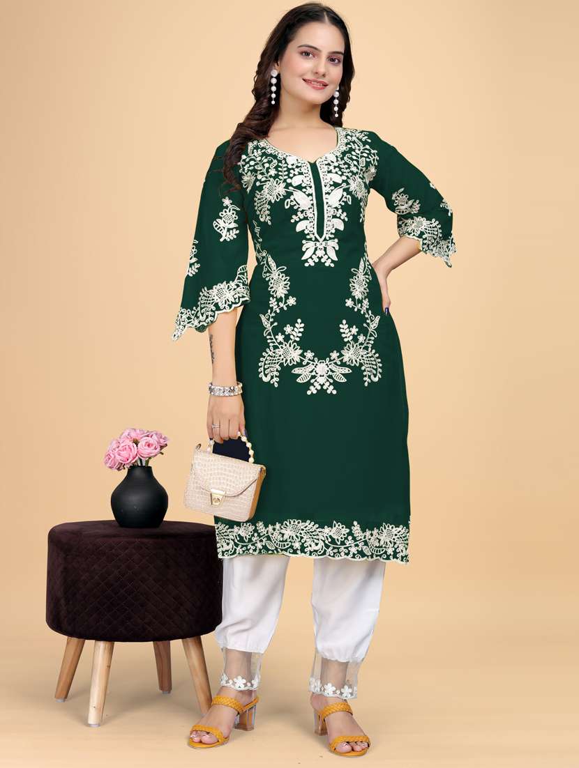 women embroidered kurta pant set - 21328778 -  Standard Image - 1