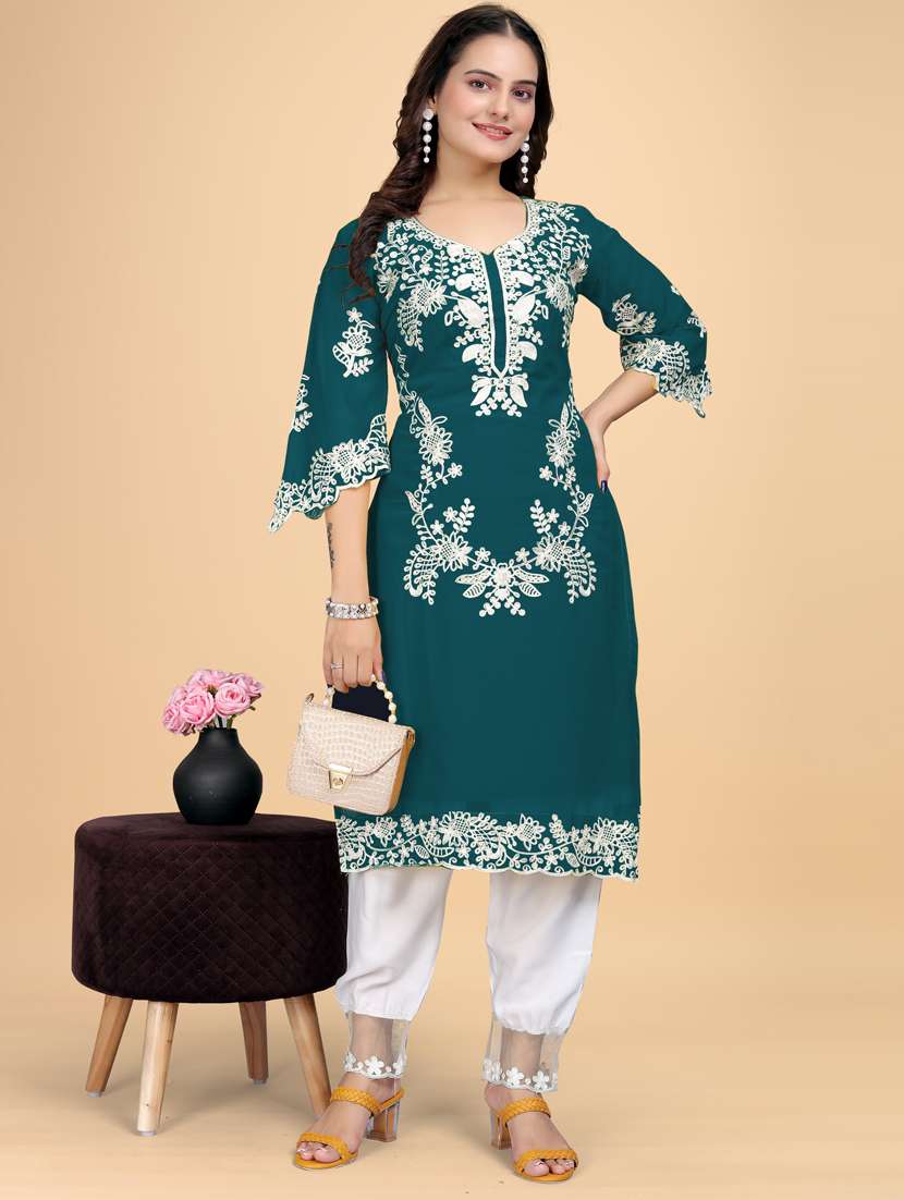 women embroidered kurta pant set - 21328782 -  Standard Image - 1