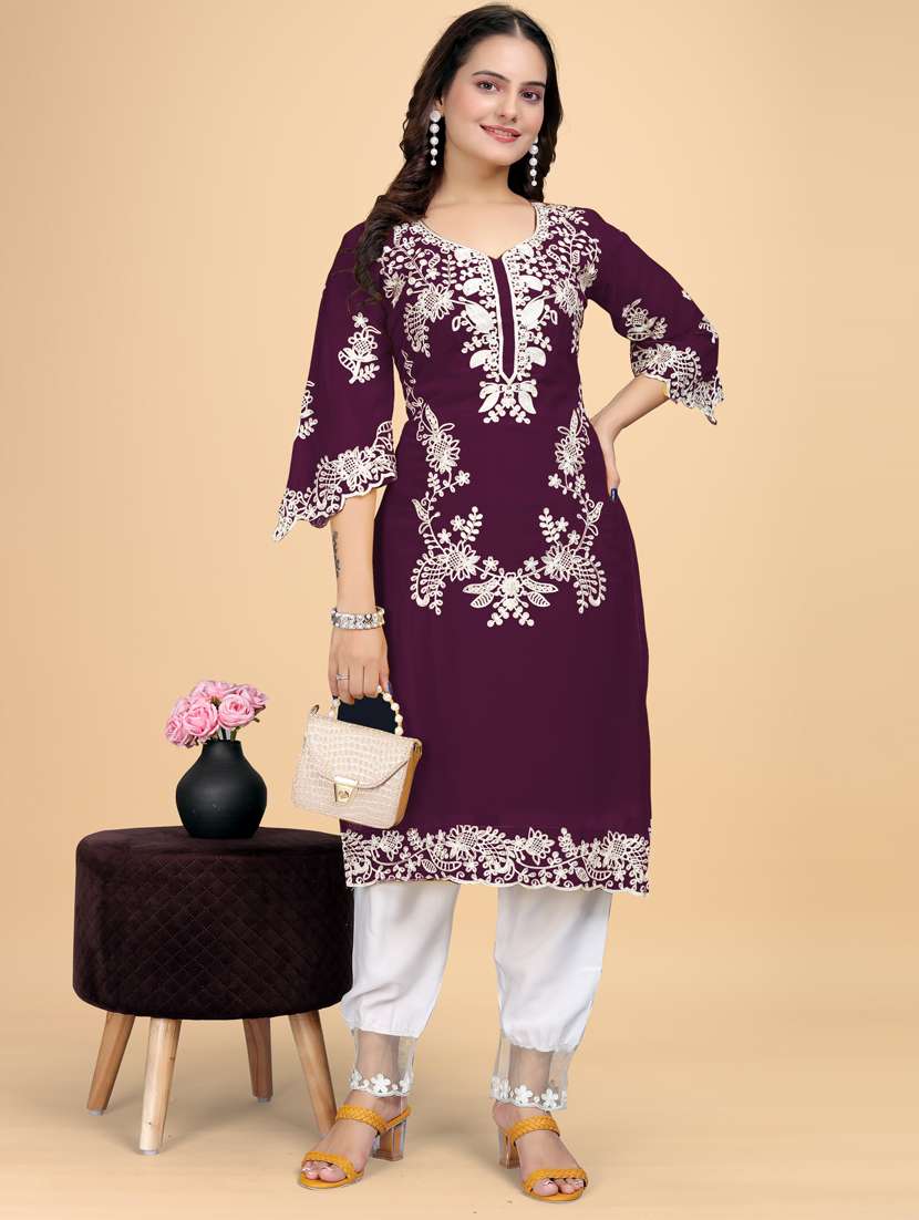 women embroidered kurta pant set - 21328783 -  Standard Image - 1