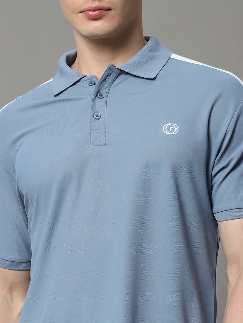 men color blocked polo neck short sleeves t-shirt - 21331209 -  Standard Image - 4