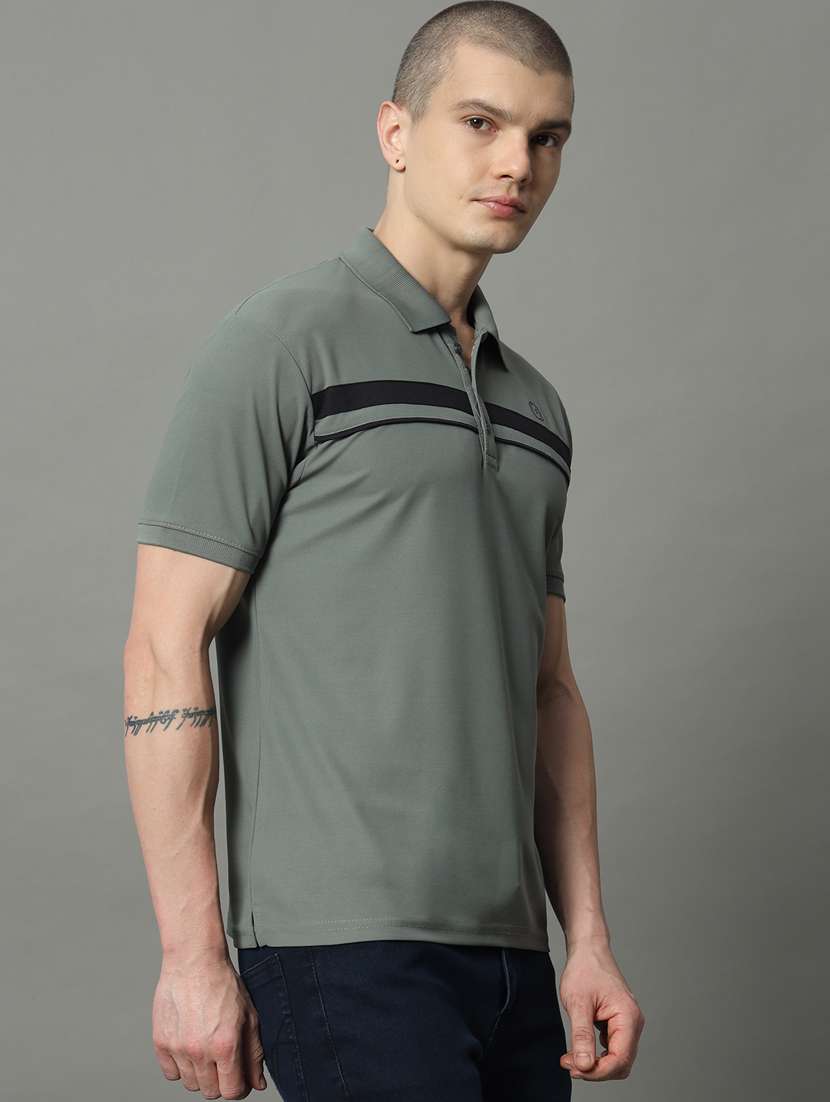 men taped polo neck short sleeves t-shirt - 21331222 -  Standard Image - 1