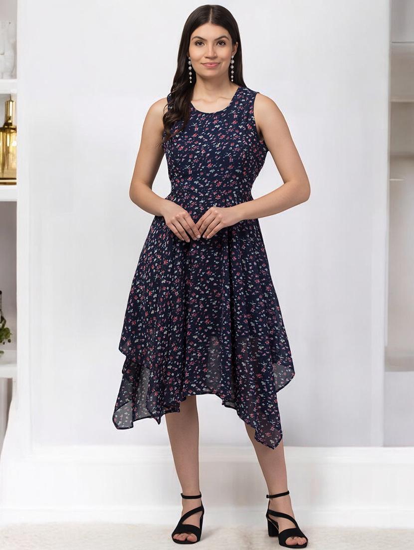 women printed sleeveless asymmetric dress - 21331321 - Zoom Image - 0