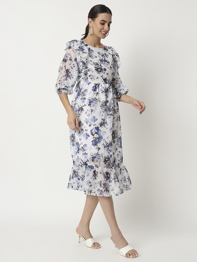 women white georgette fit & flare dress - 21331330 -  Zoom Image - 0