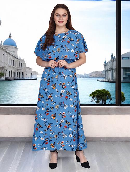 women floral print cape sleeves a-line dress - 21331366 - Standard Image - 0