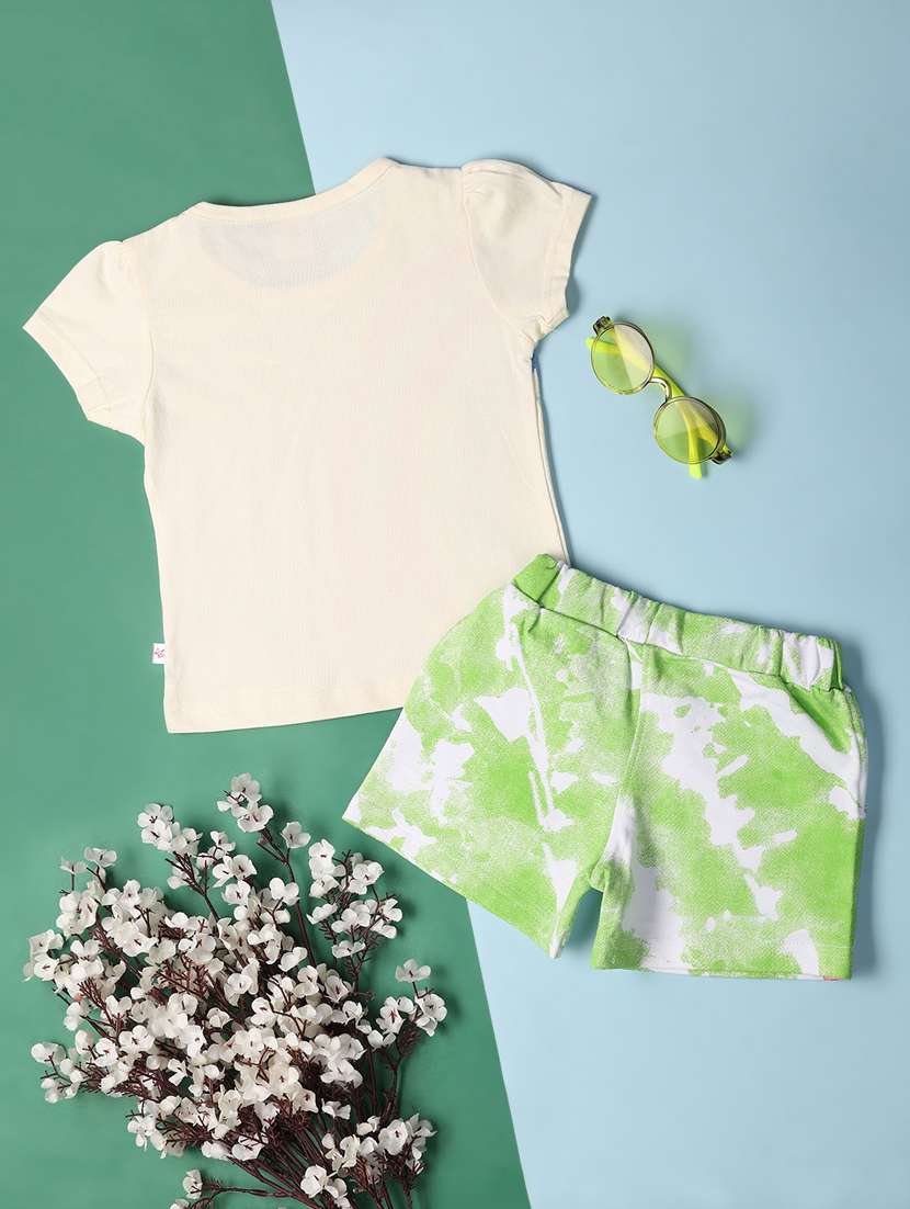 girls round neck printed shorts set - 21331483 -  Standard Image - 1