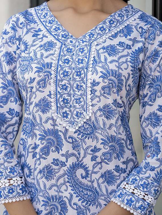 blue cotton kurta pant  set - 21331683 -  Standard Image - 4