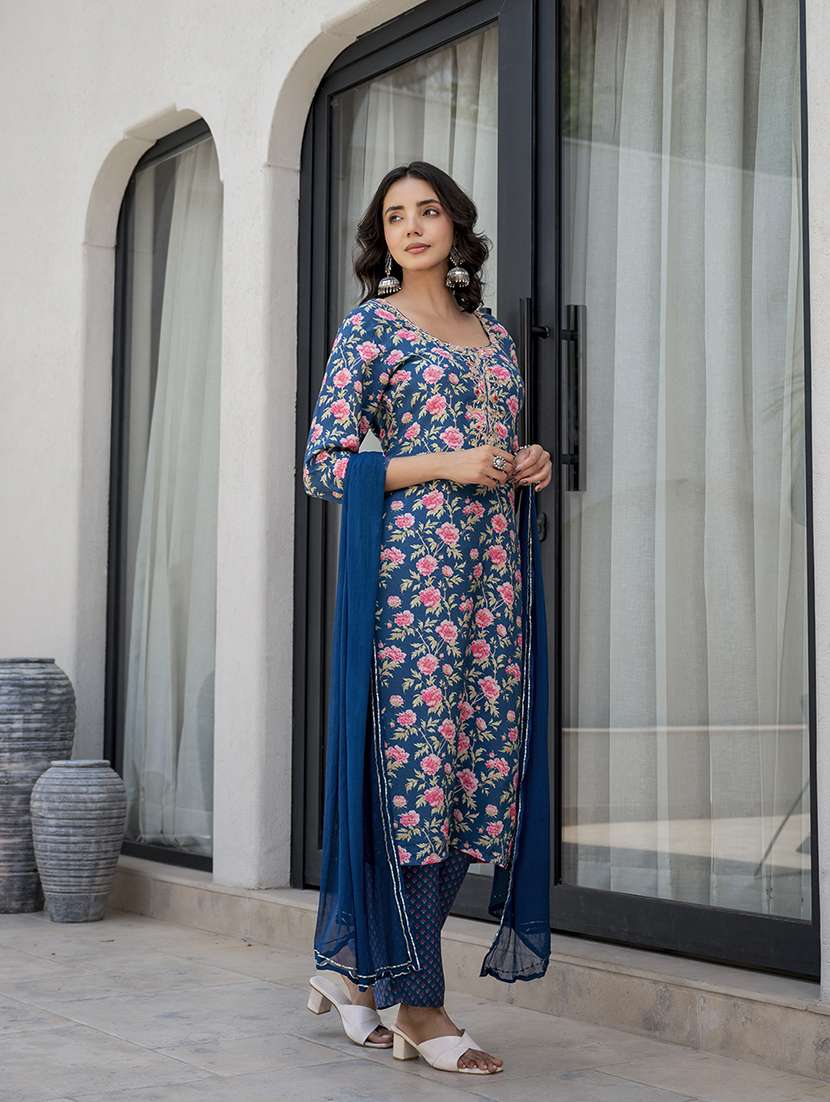blue kurta dupatta set - 21331686 -  Standard Image - 1