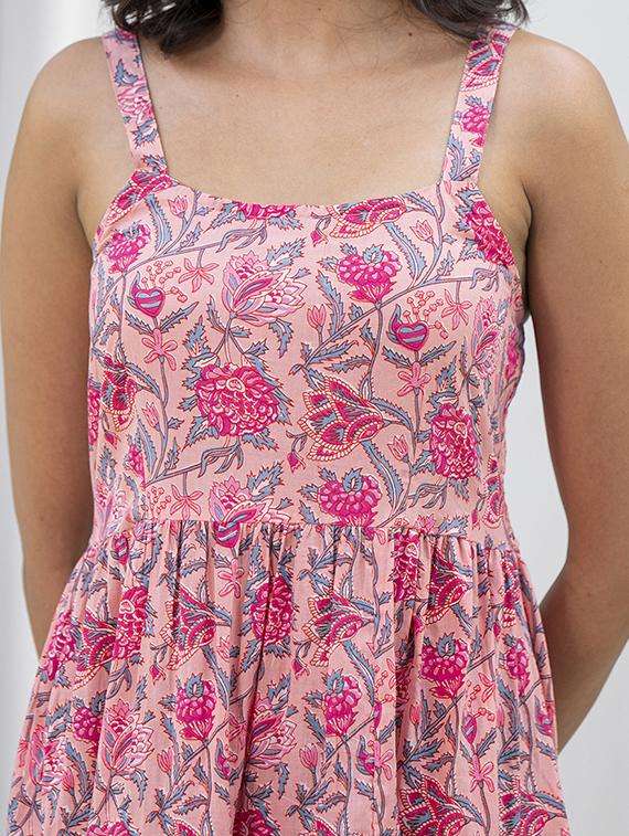 women pink cotton fit & flare ethnic dress - 21331696 -  Standard Image - 1