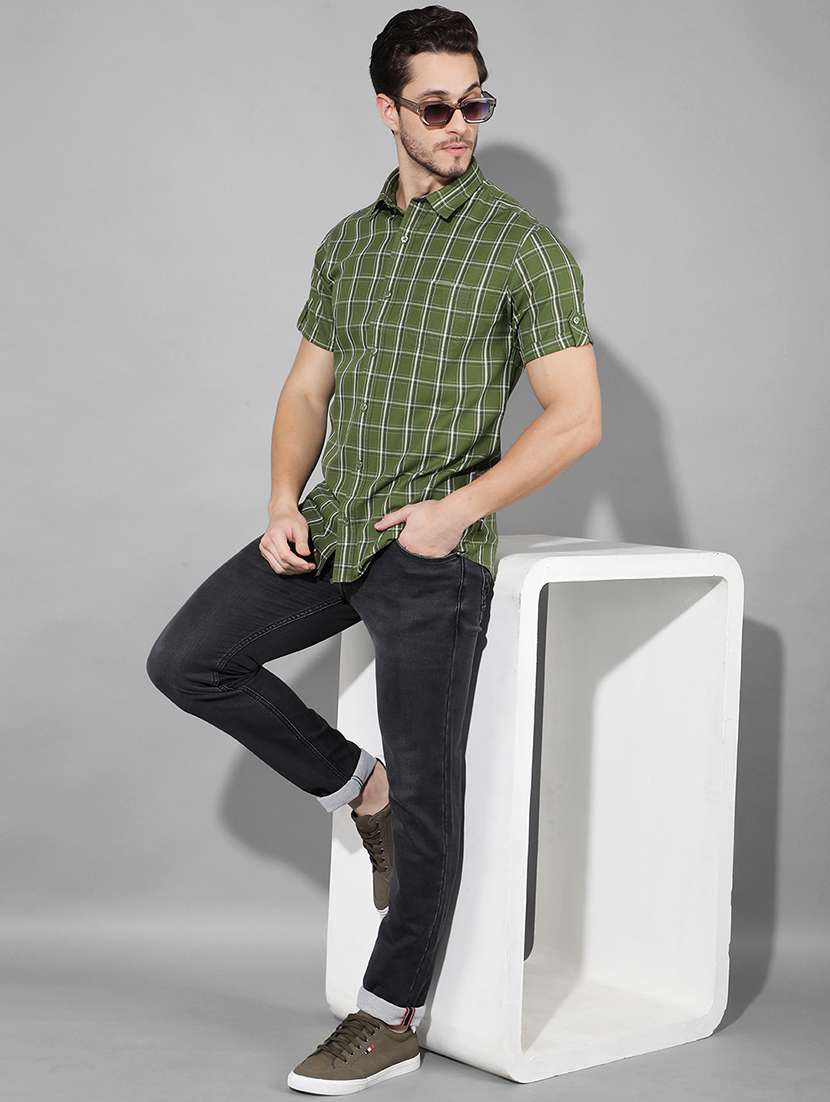 men checkered collared short sleeves casual shirt - 21331734 -  Standard Image - 4