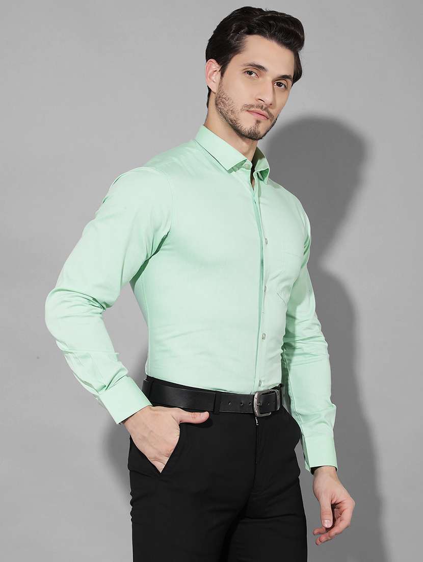 men solid spread collar long sleeves formal shirt - 21331738 - Standard Image - 1