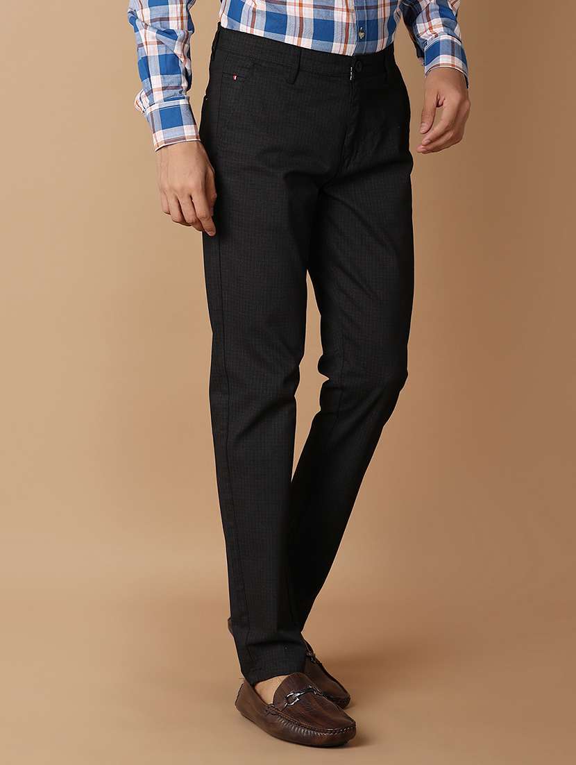 men checkered regular fit chinos casual trouser - 21332055 -  Standard Image - 1