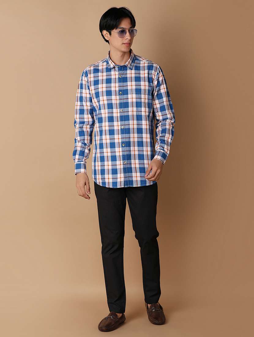 men checkered regular fit chinos casual trouser - 21332055 -  Standard Image - 4