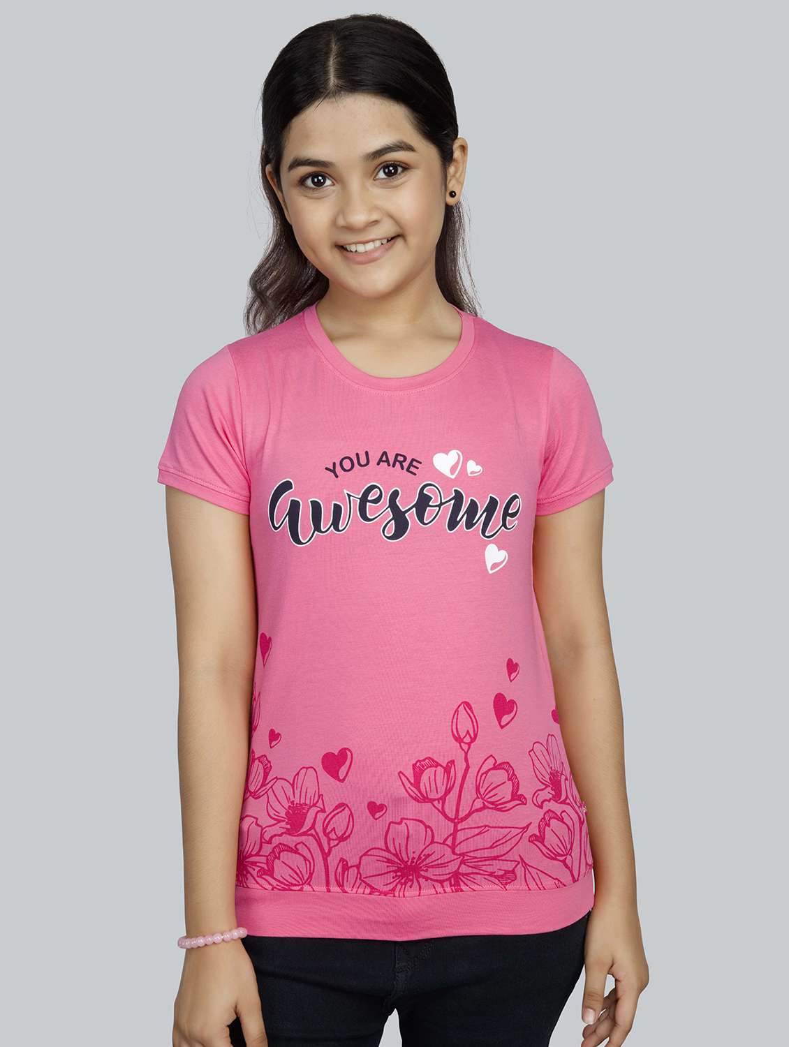 girls round neck short sleeves tees