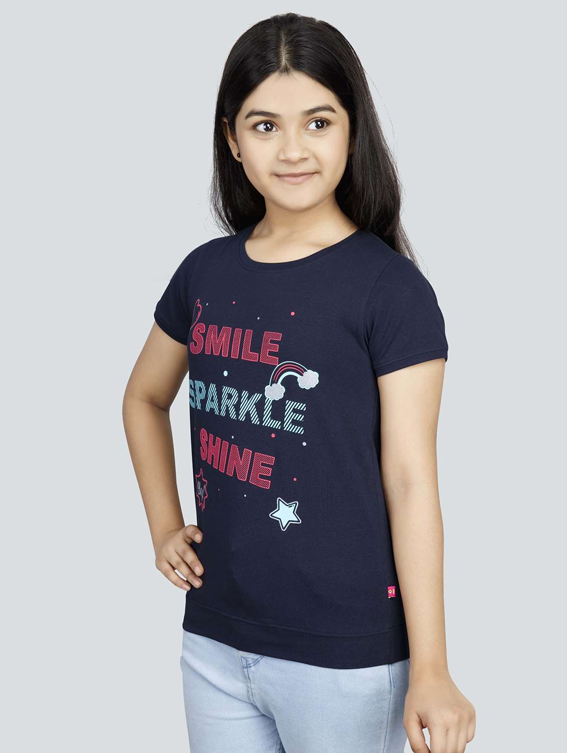 girls round neck short sleeves tees - 21332288 - Standard Image - 1