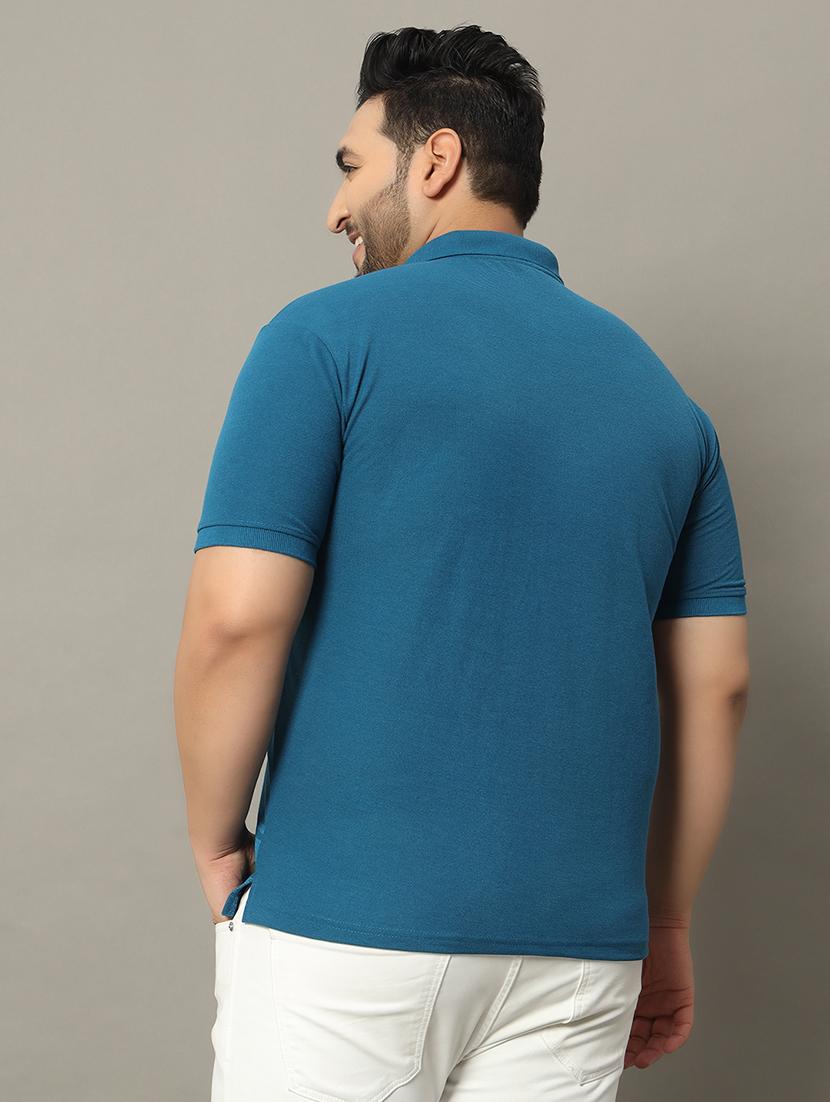 men polo neck front printed plus size t-shirt - 21332470 - Standard Image - 1