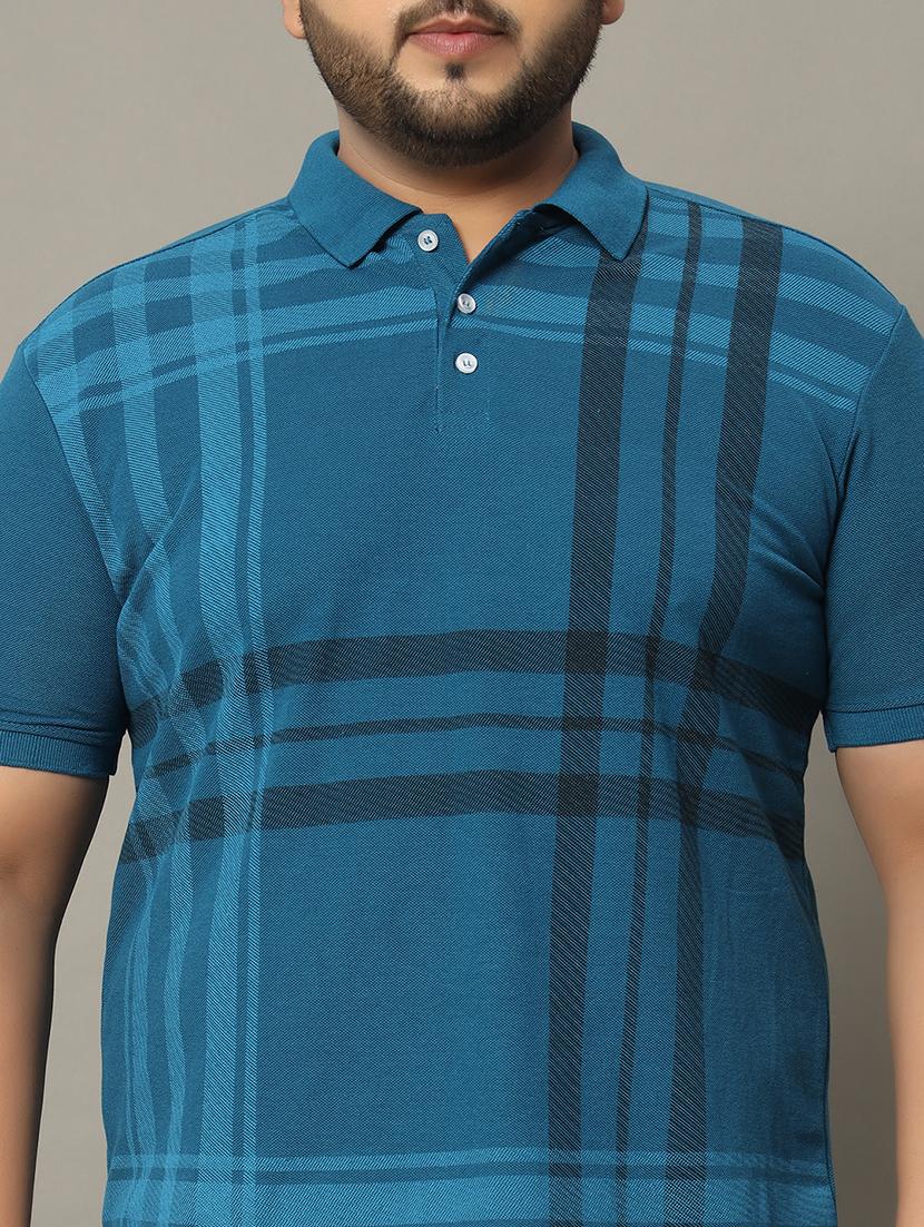men polo neck front printed plus size t-shirt - 21332470 - Standard Image - 4