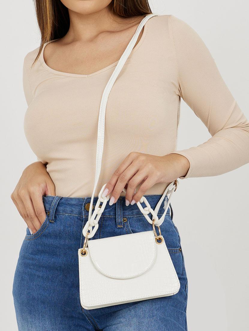white leatherette (pu) sling bag - 21332525 - Standard Image - 6