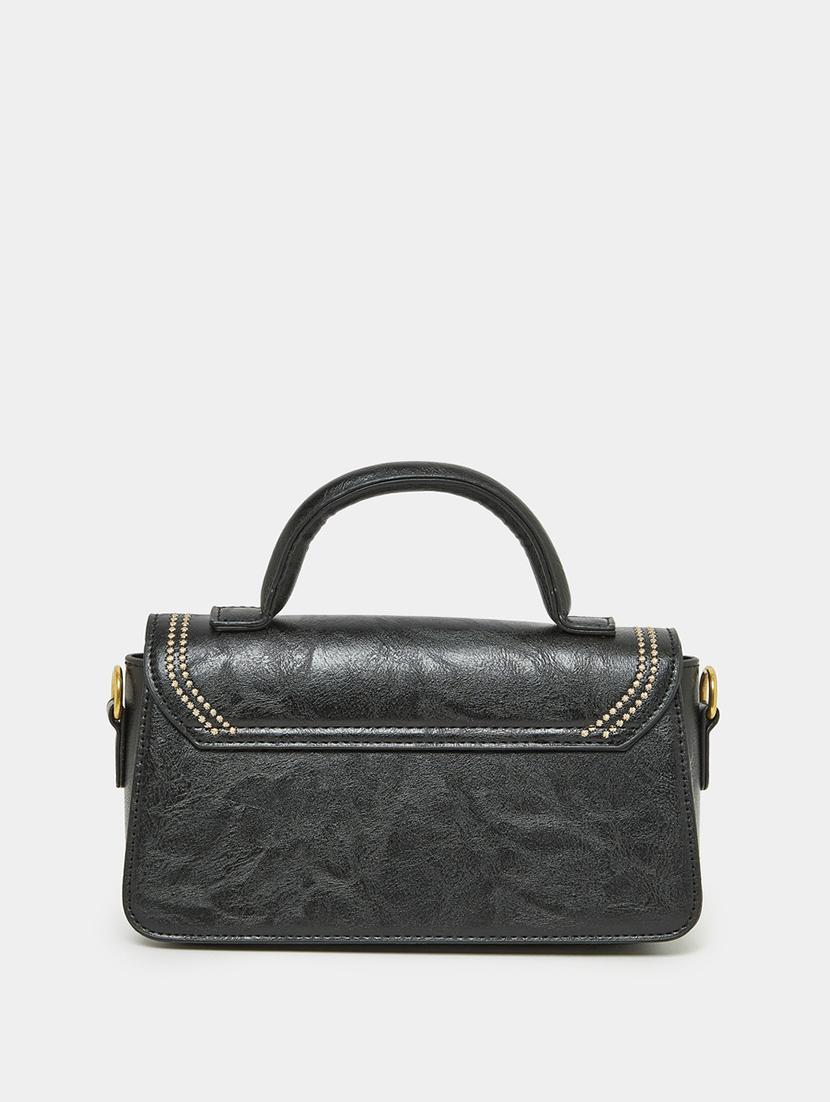 black leatherette (pu) solid sling bag - 21332530 -  Standard Image - 1