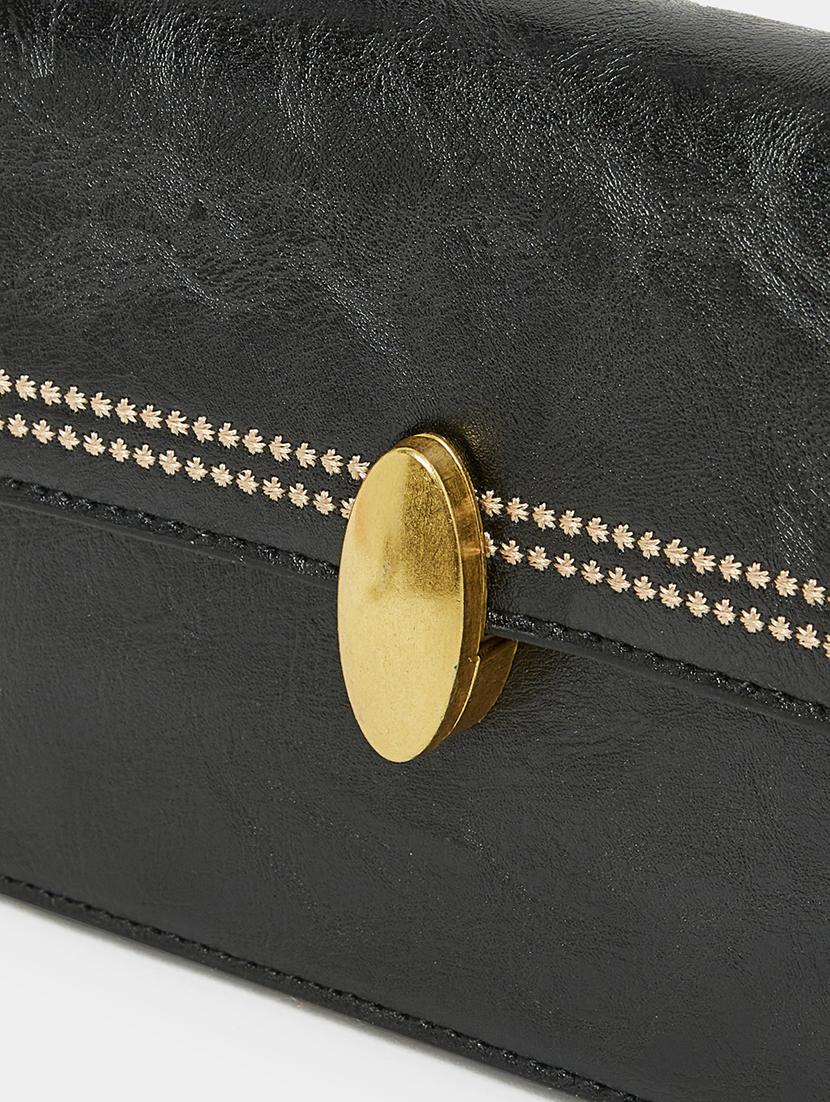 black leatherette (pu) solid sling bag - 21332530 - Standard Image - 6