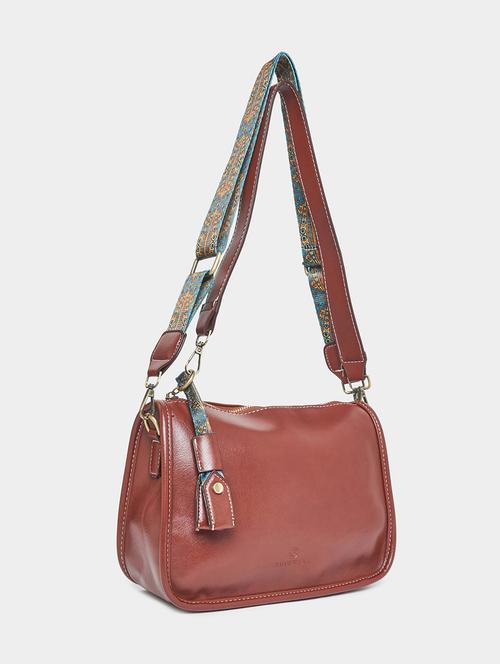 women brown leatherette sling bag - 21332535 - Standard Image - 0