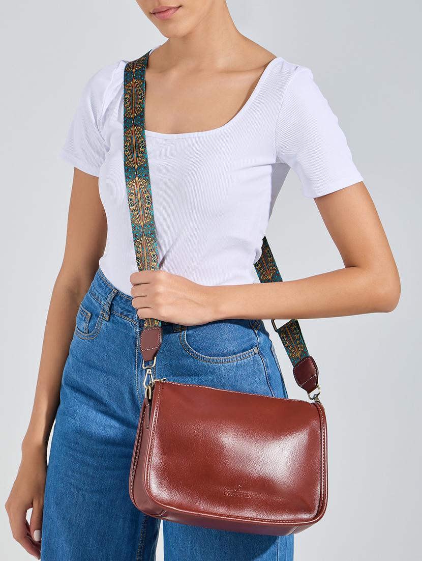 women brown leatherette sling bag - 21332535 - Standard Image - 4