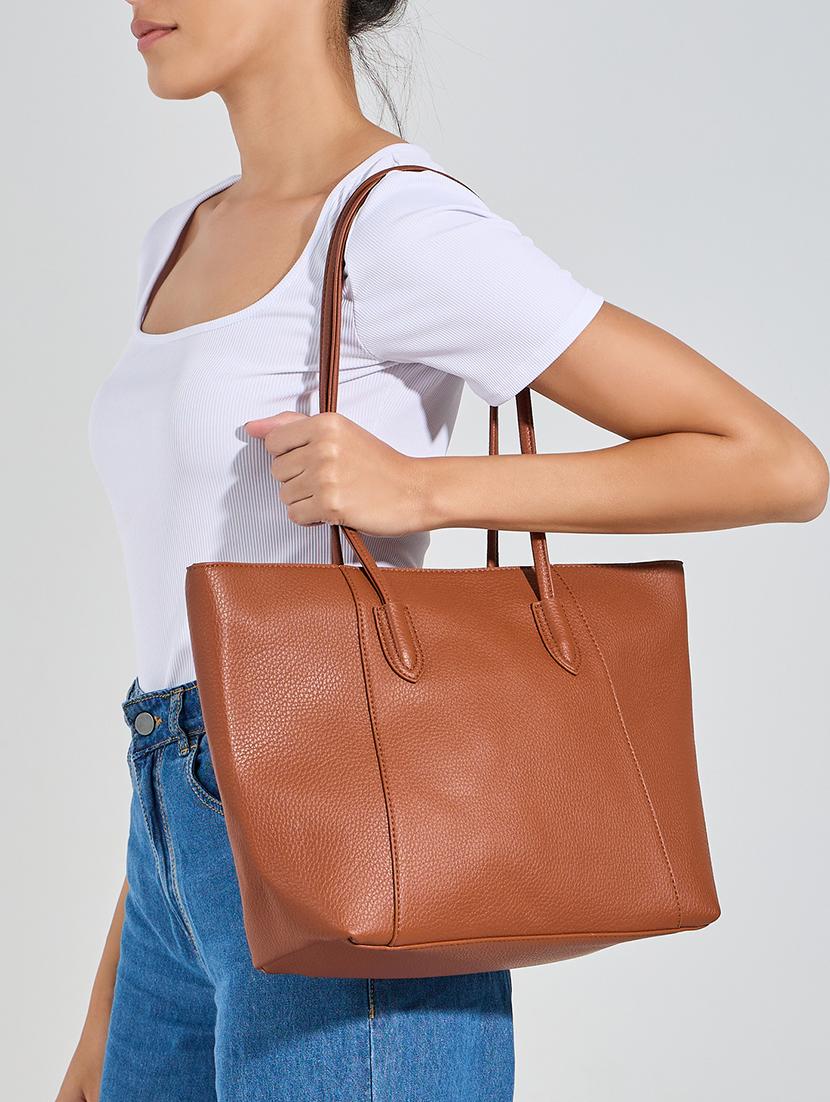 women brown leatherette handbag - 21332538 - Standard Image - 4