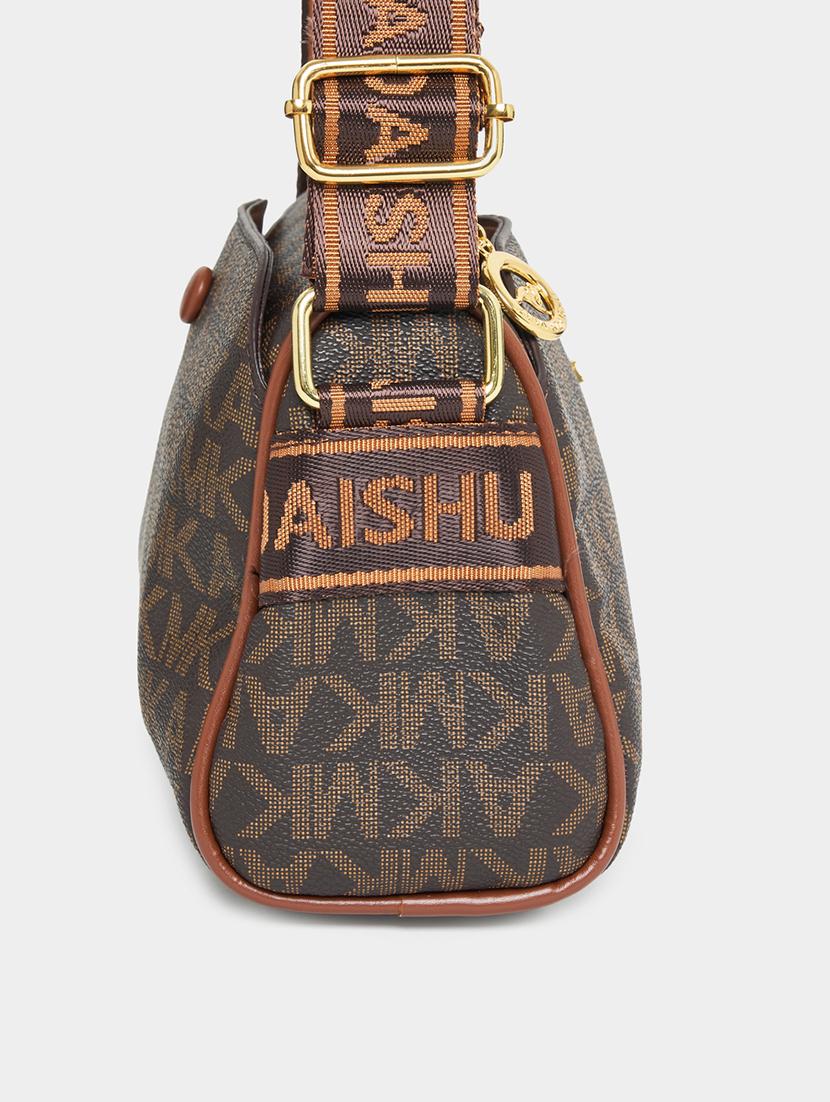 brown leatherette (pu) printed handbag - 21332539 - Standard Image - 4