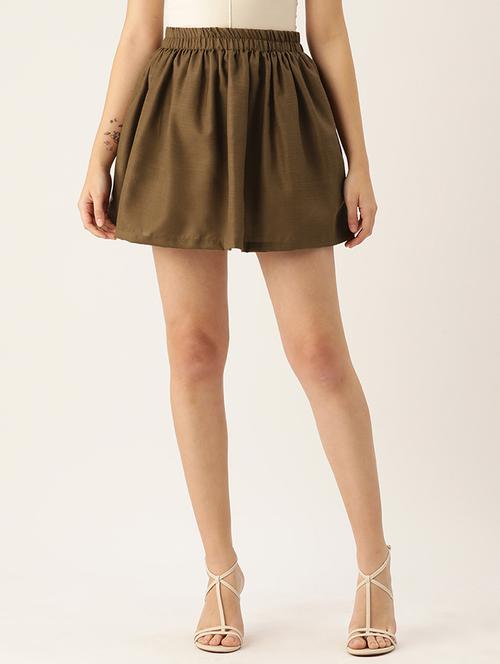 women brown cotton blend a-line skirt - 21332542 - Standard Image - 0