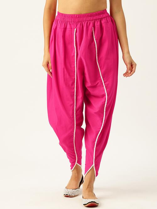 women pink solid dhoti salwar - 21332545 - Standard Image - 0