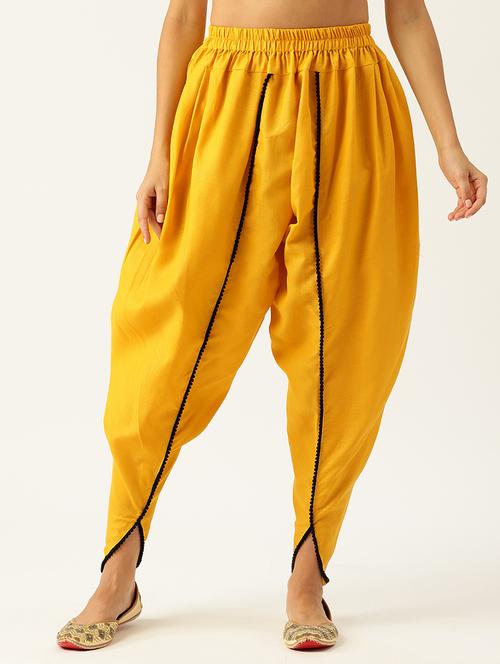 mustard cotton solids dhoti salwar - 21332546 - Standard Image - 0