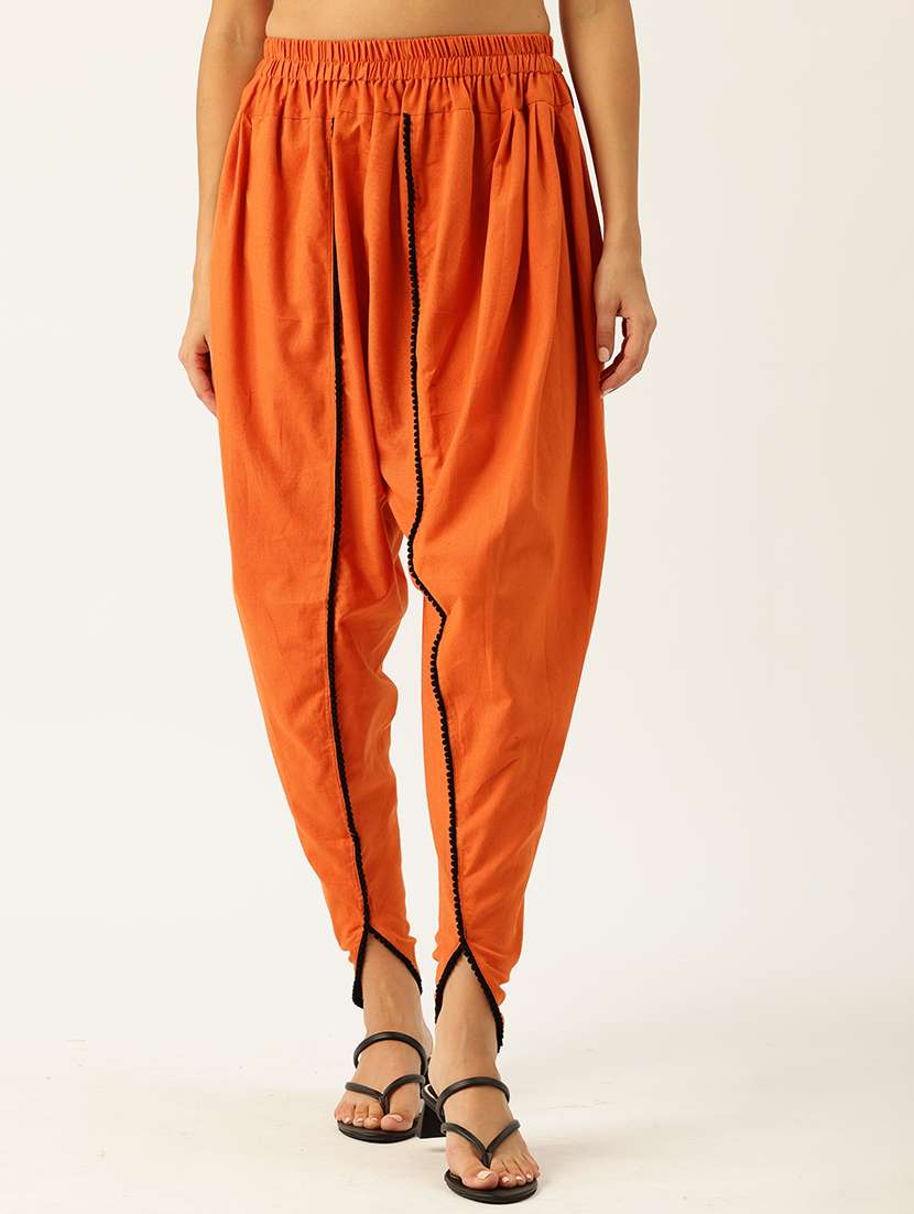 orange cotton solids dhoti salwar