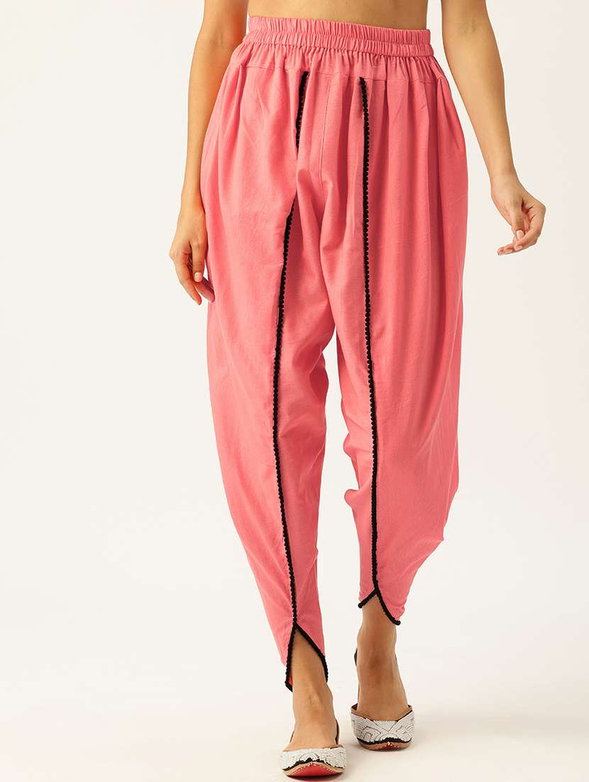 pink cotton solids dhoti salwar