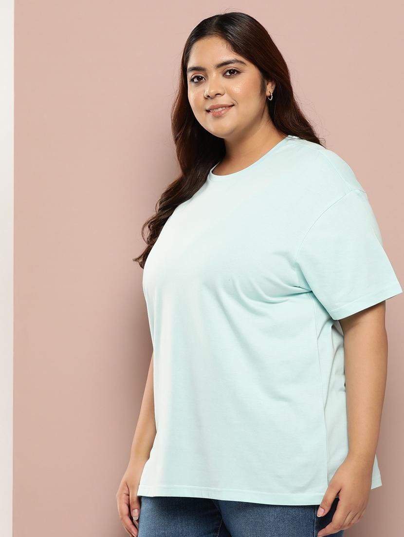 women solid short sleeves plus size t-shirt - 21332594 -  Standard Image - 1