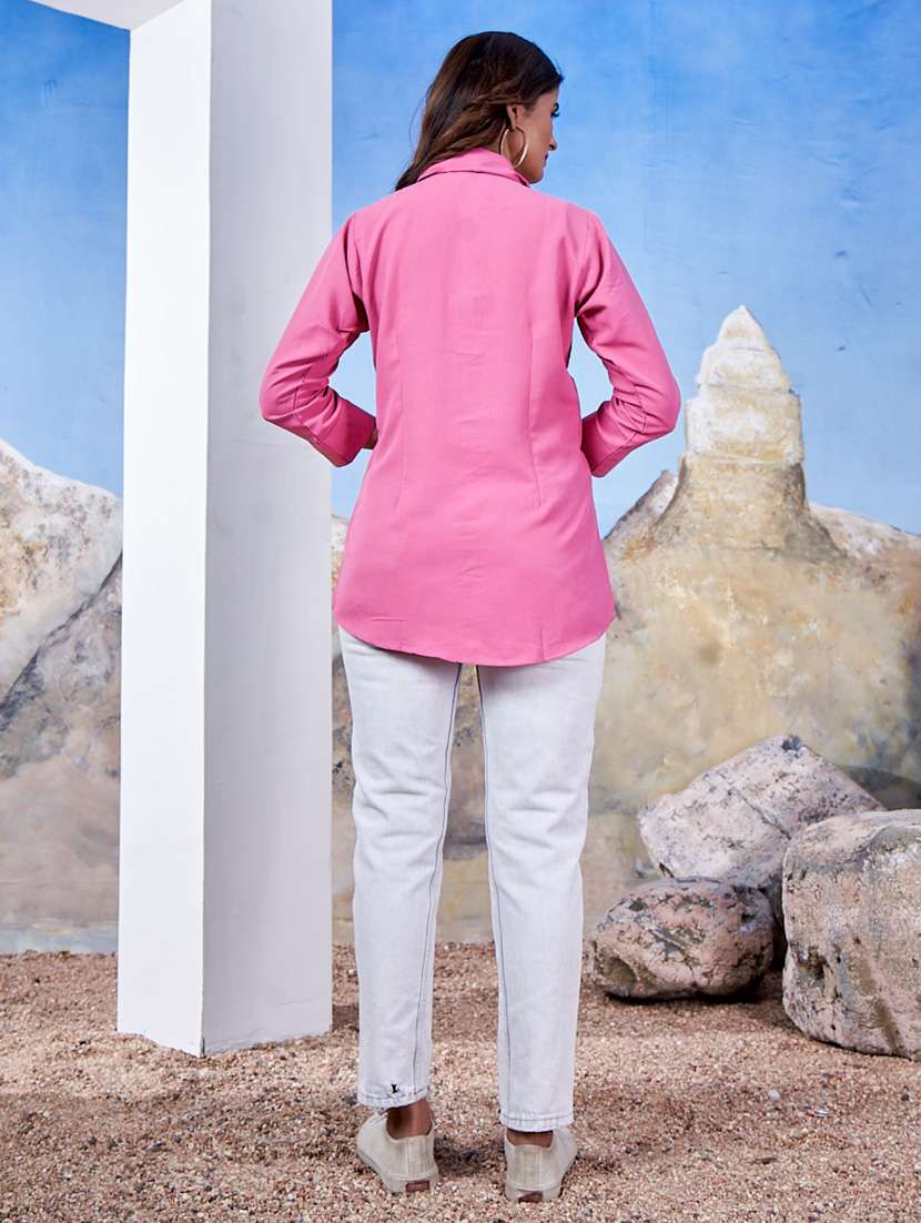 women collared solid regular shirt - 21333046 -  Standard Image - 4