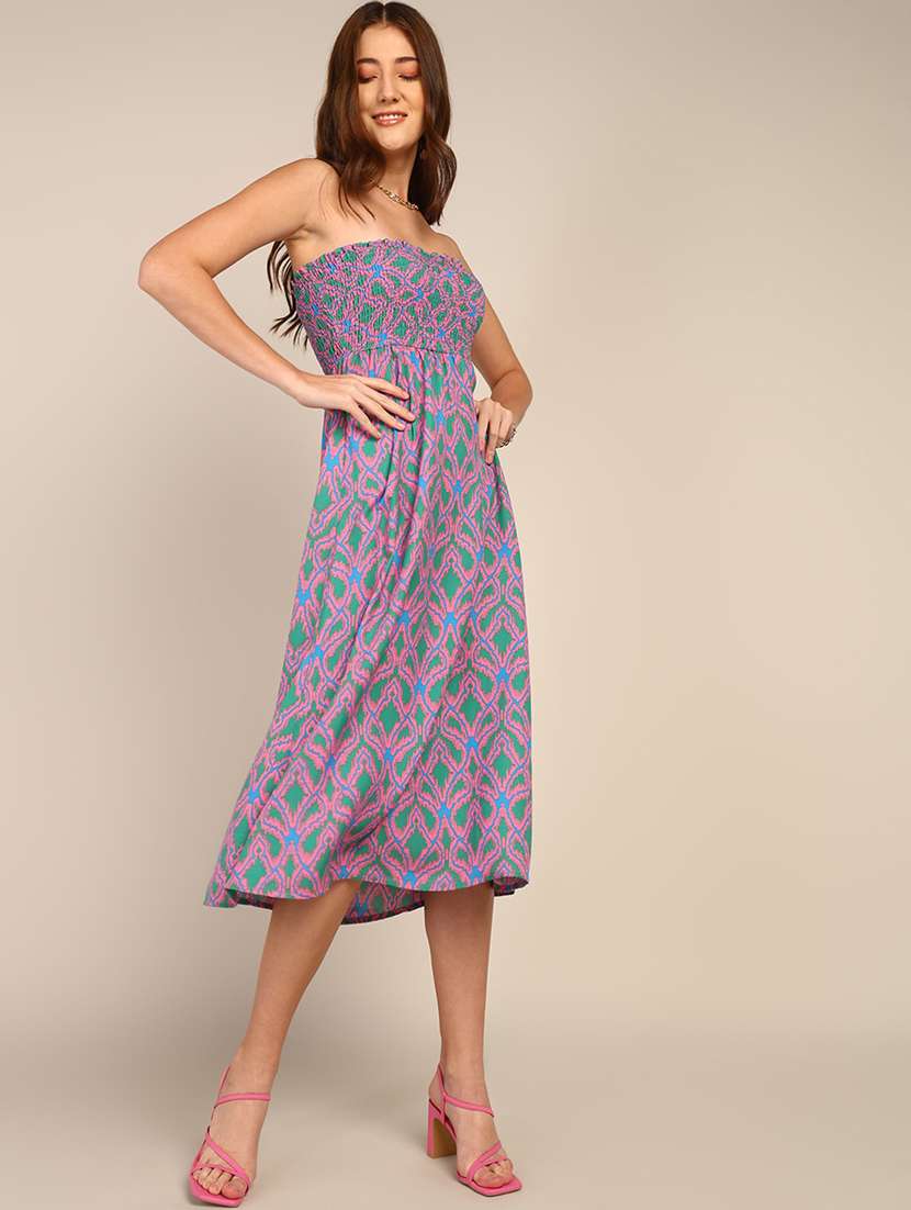 multi colored polyester fit & flare dress - 21333089 -  Standard Image - 1