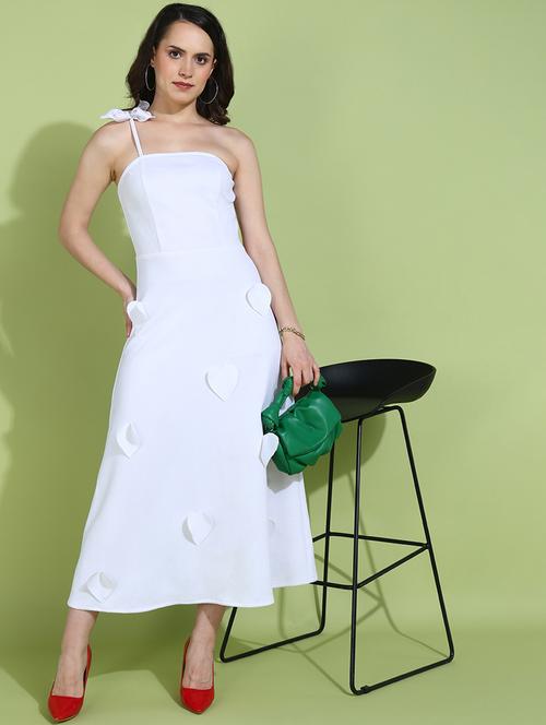 women white polyester fit & flare dress - 21333093 - Standard Image - 0
