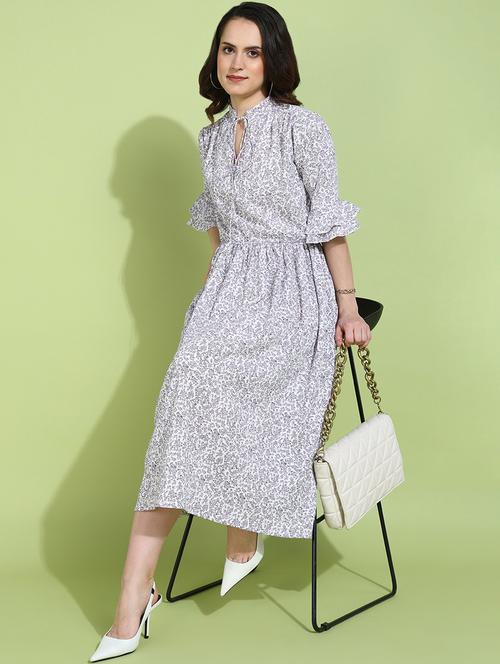 women white polyester fit & flare dress - 21333104 -  Standard Image - 0