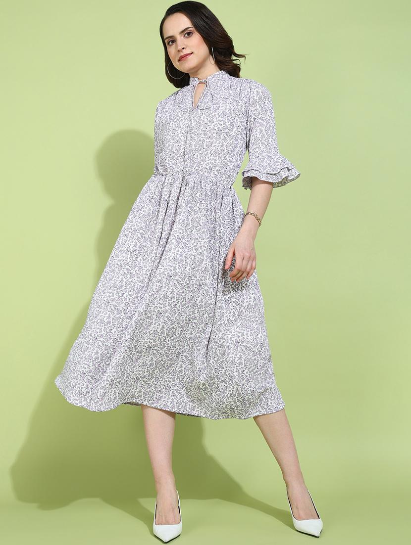women white polyester fit & flare dress - 21333104 -  Standard Image - 1