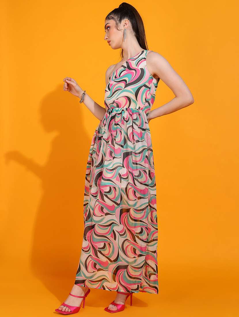 women yellow polyester fit & flare dress - 21333115 -  Standard Image - 1