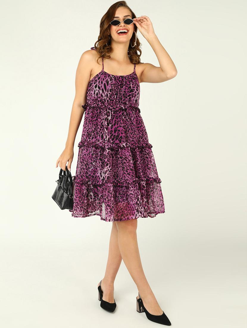 women animal printed tiered dress - 21333129 - Zoom Image - 0