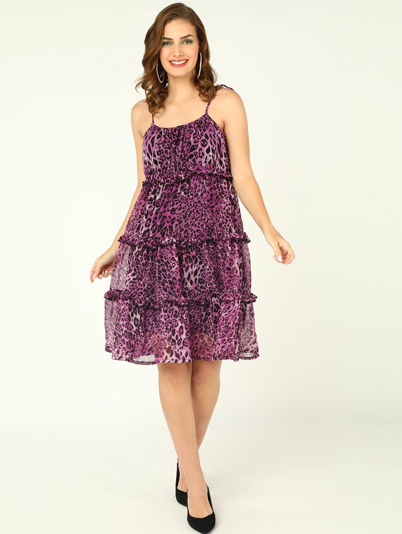 women animal printed tiered dress - 21333129 - Standard Image - 1