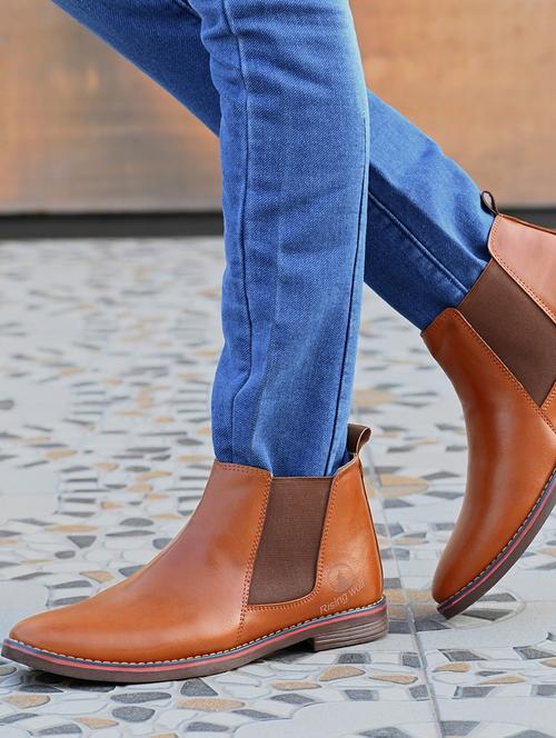 men tan slip on boots - 21333280 - Standard Image - 0