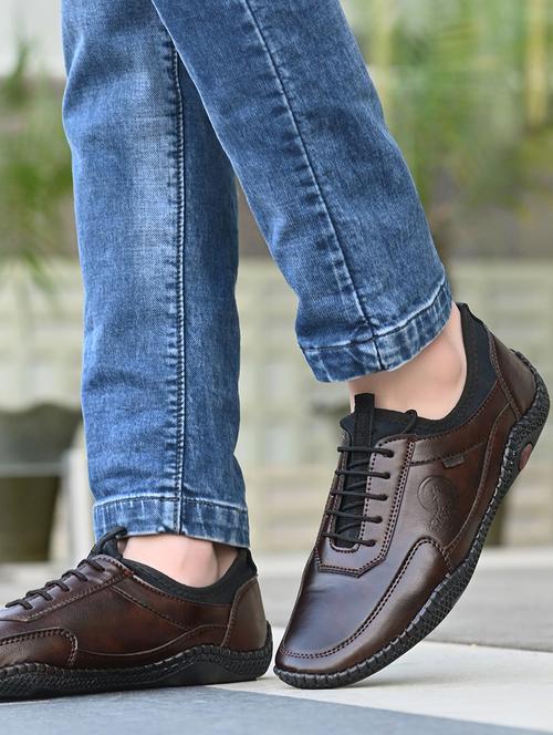brown lace-up casual shoes - 21333289 - Standard Image - 0